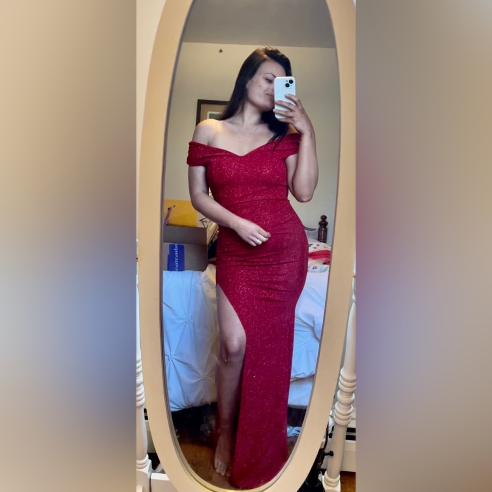 Off The Shoulder, Glitter Formal Dress - Picture 6 of 7